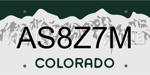 AS8Z7M Colorado License Plate