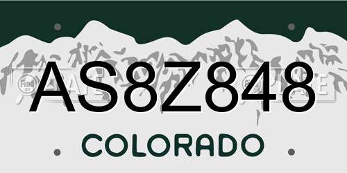 AS8Z848 Colorado License Plate