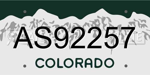 AS92257 Colorado License Plate