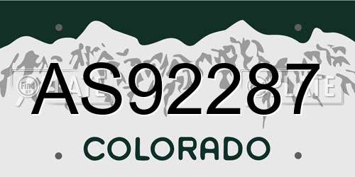 AS92287 Colorado License Plate