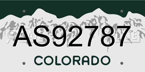 AS92787 Colorado License Plate