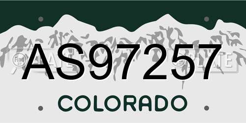 AS97257 Colorado License Plate