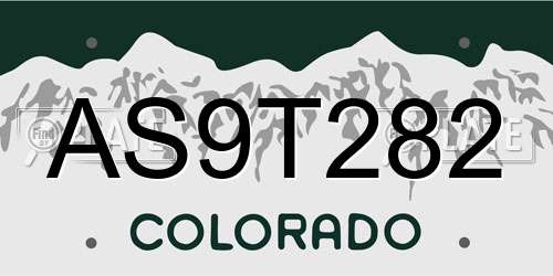 AS9T282 Colorado License Plate