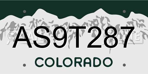 AS9T287 Colorado License Plate