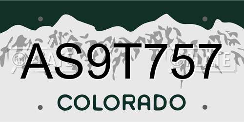 AS9T757 Colorado License Plate