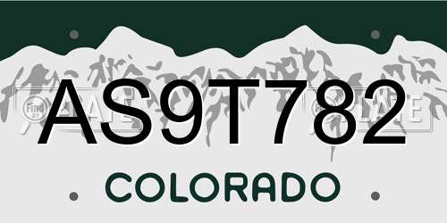 AS9T782 Colorado License Plate