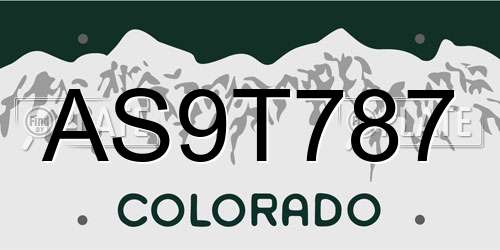 AS9T787 Colorado License Plate
