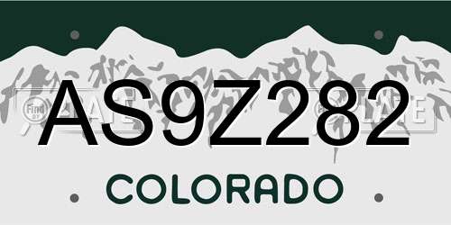 AS9Z282 Colorado License Plate
