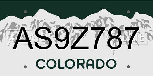 AS9Z787 Colorado License Plate