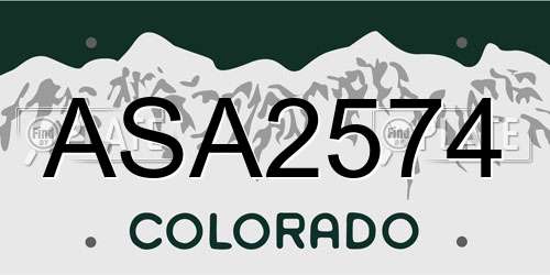ASA2574 Colorado License Plate