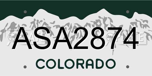 ASA2874 Colorado License Plate