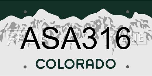 ASA316 Colorado License Plate