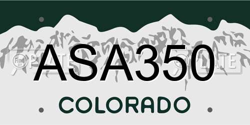 ASA350 Colorado License Plate
