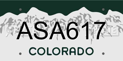 ASA617 Colorado License Plate