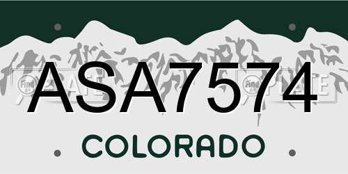 ASA7574 Colorado License Plate