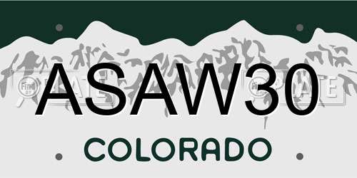 ASAW30 Colorado License Plate
