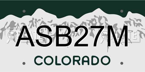 ASB27M Colorado License Plate