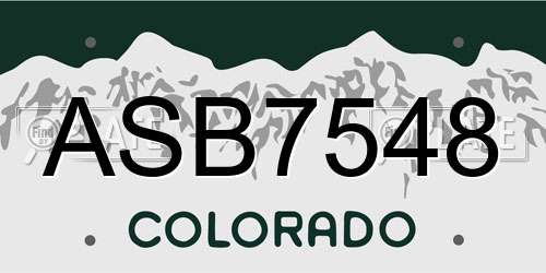 ASB7548 Colorado License Plate
