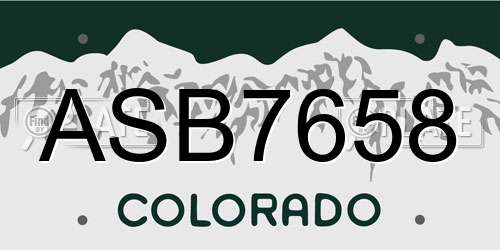 ASB7658 Colorado License Plate