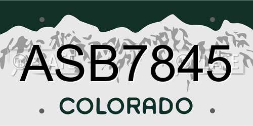 ASB7845 Colorado License Plate