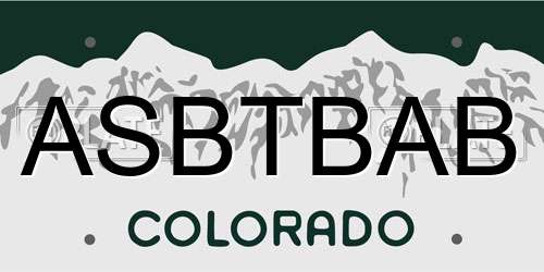 ASBTBAB Colorado License Plate