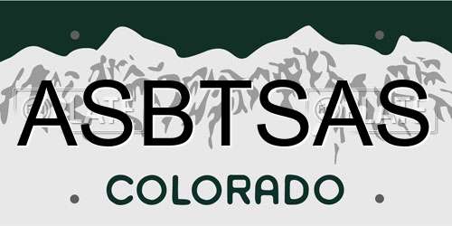 ASBTSAS Colorado License Plate