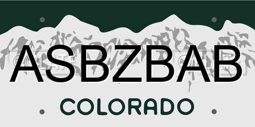 ASBZBAB Colorado License Plate