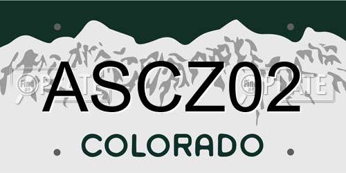 ASCZ02 Colorado License Plate