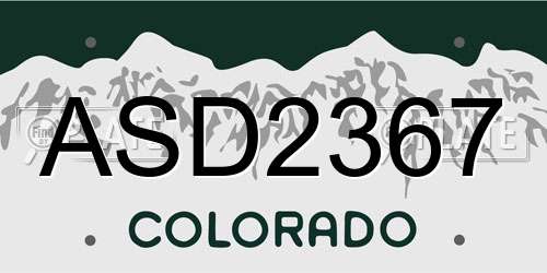 ASD2367 Colorado License Plate
