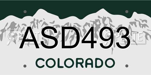 ASD493 Colorado License Plate