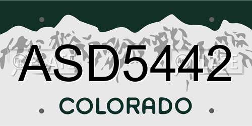 ASD5442 Colorado License Plate