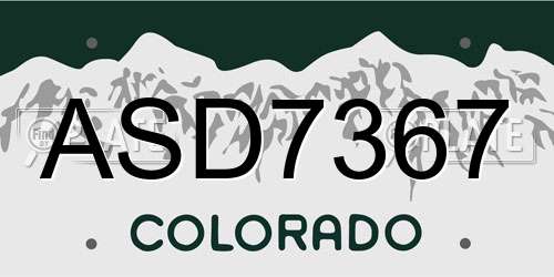 ASD7367 Colorado License Plate