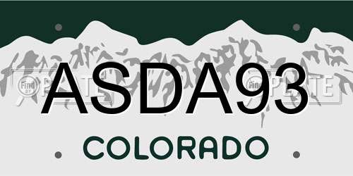 ASDA93 Colorado License Plate