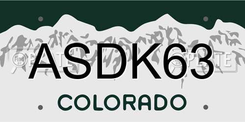 ASDK63 Colorado License Plate