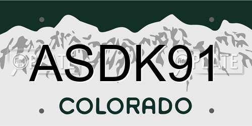 ASDK91 Colorado License Plate
