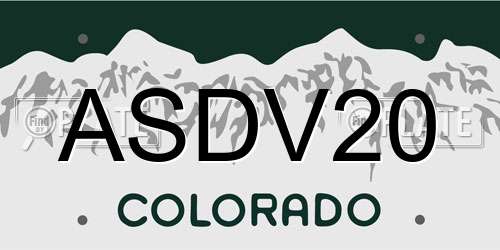 ASDV20 Colorado License Plate