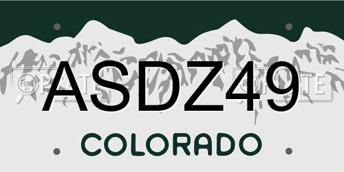 ASDZ49 Colorado License Plate