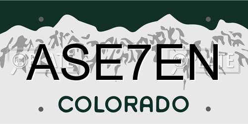 ASE7EN Colorado License Plate