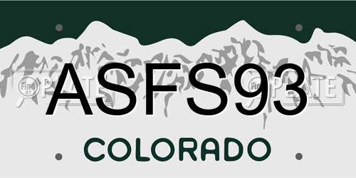 ASFS93 Colorado License Plate