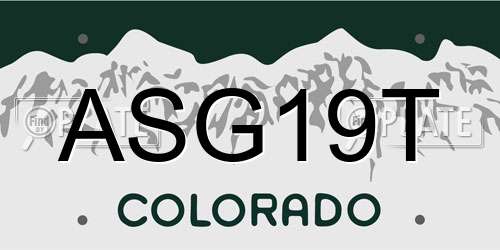 ASG19T Colorado License Plate