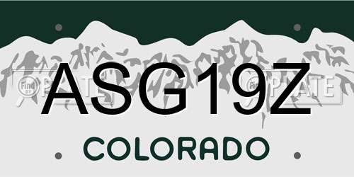 ASG19Z Colorado License Plate