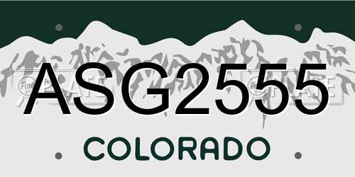 ASG2555 Colorado License Plate