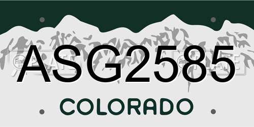 ASG2585 Colorado License Plate