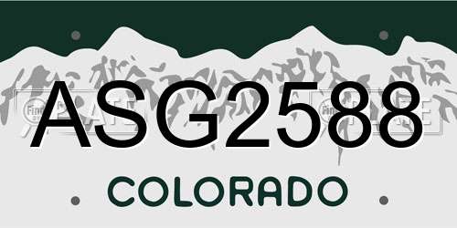 ASG2588 Colorado License Plate