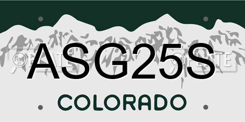 ASG25S Colorado License Plate