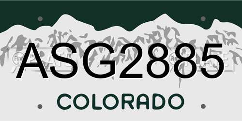 ASG2885 Colorado License Plate
