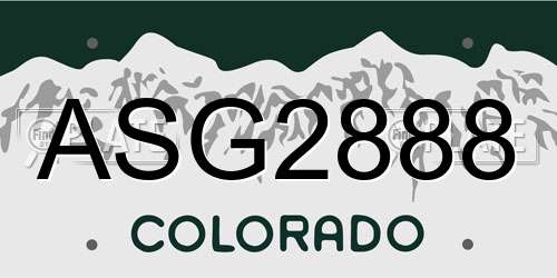 ASG2888 Colorado License Plate