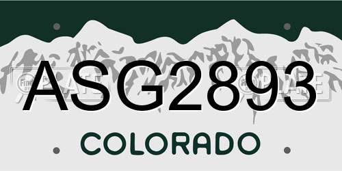 ASG2893 Colorado License Plate
