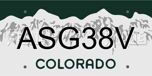 ASG38V Colorado License Plate