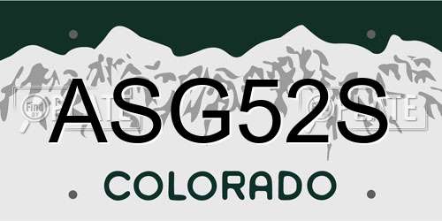ASG52S Colorado License Plate